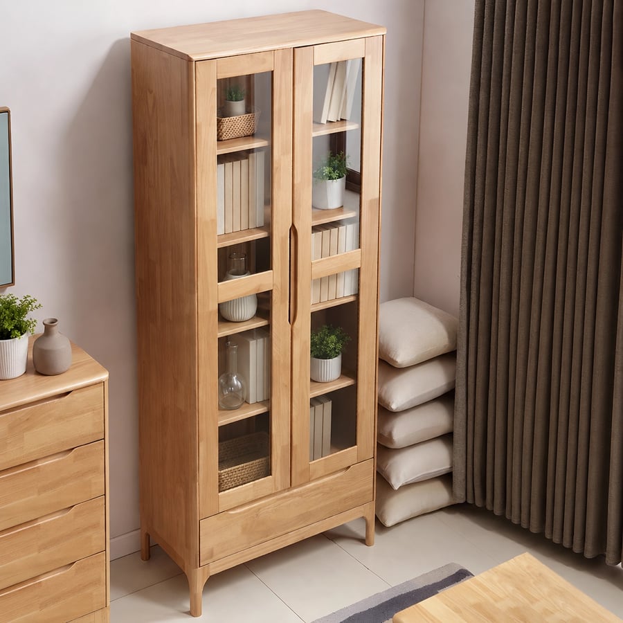 Mid-Century Glass Door Cabinet