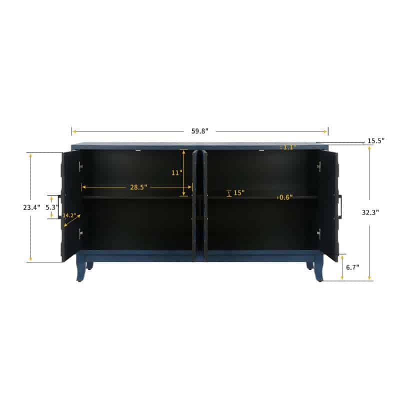 AntiqueVintageNavyBlueSideboardCabinetwith4Doors_3.jpg Antique vintage navy blue