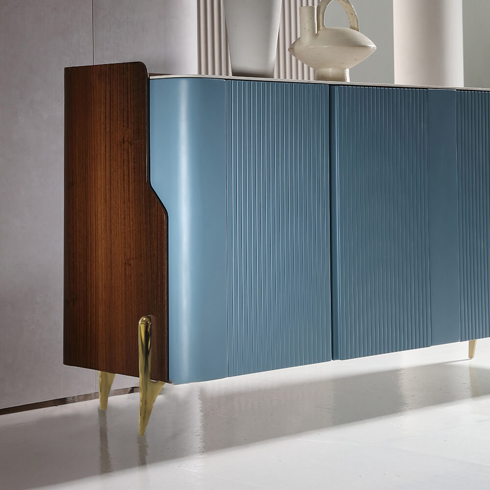 Modern Luxe Navy Blue Sideboard Buffet with 4-doors