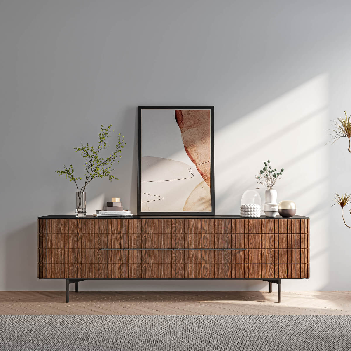 Modern TV Stand with Sintered Stone Tabletop