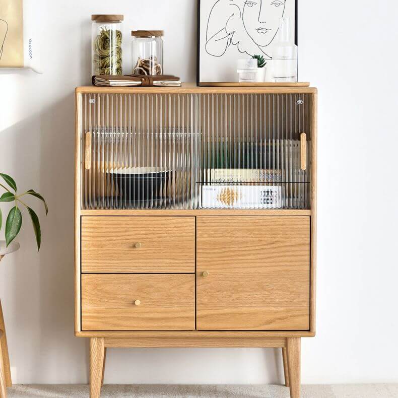 Nordic Natural Sideboard Buffet with Doors & Drawers