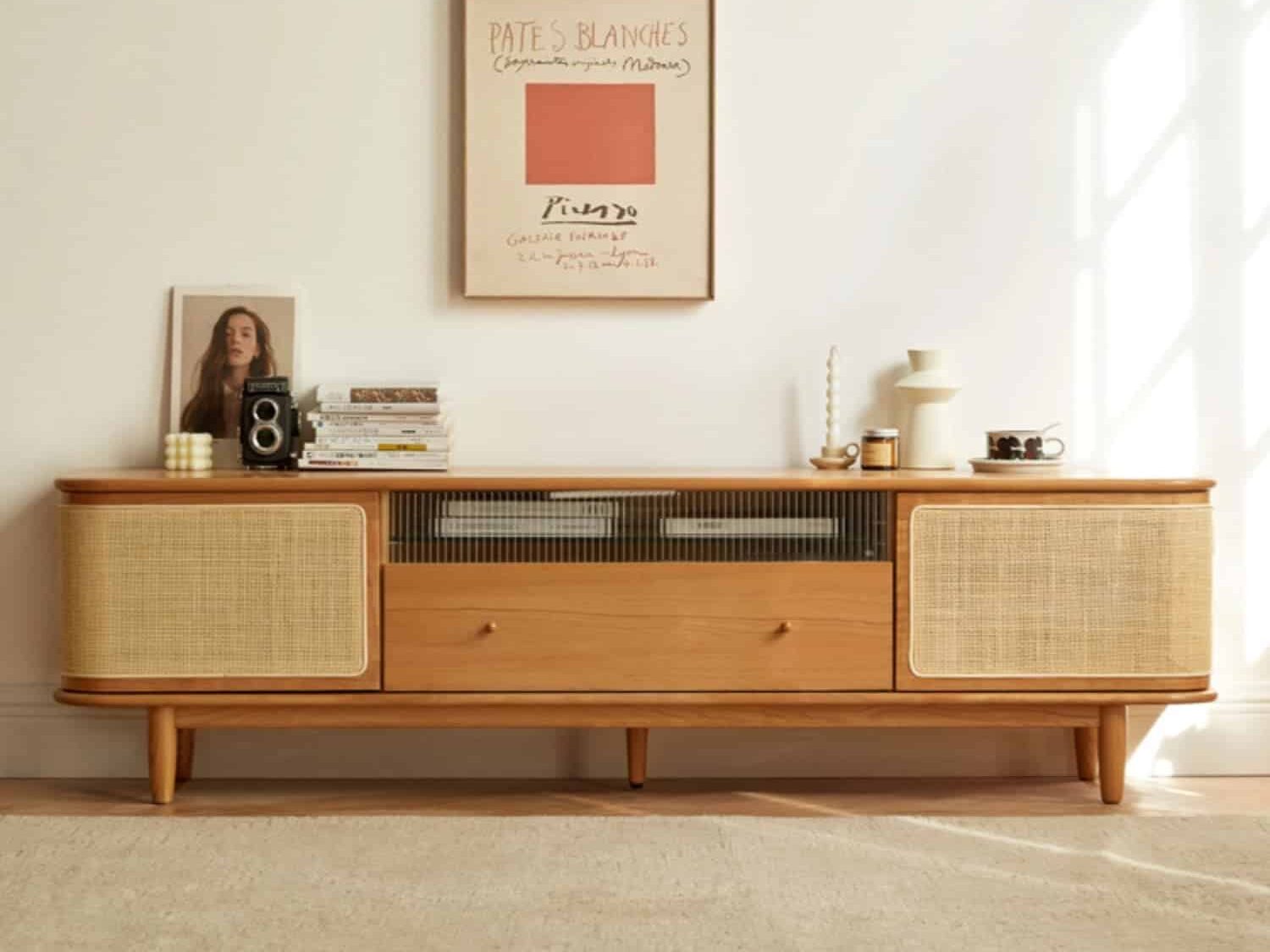 Rectangular-Cherry-Wood-TV-Stand-with-Drawer-and-Rattan-Doors_2.jpg Rectangular cherry