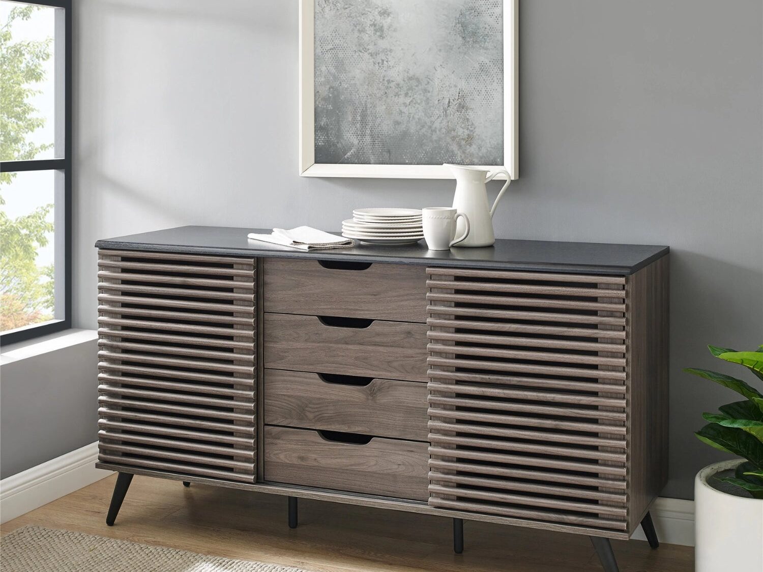 Slate grey contemporary sideboard