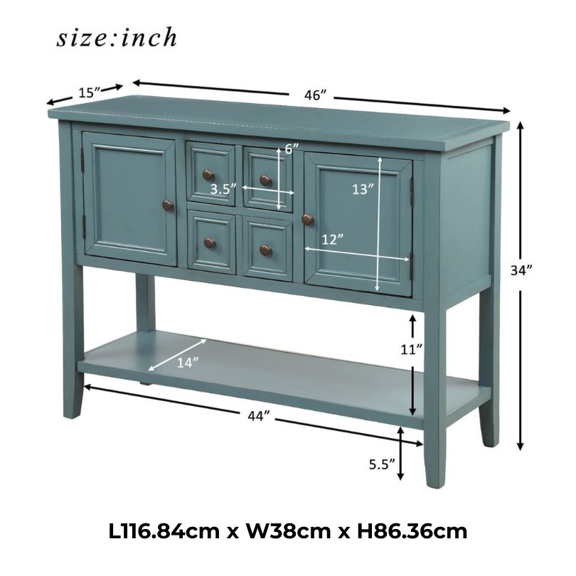 VintageSolidWoodEntrywayBuffetTablewithBottomShelf-DarkBlue_1.jpg Vintage dark blue solid wood