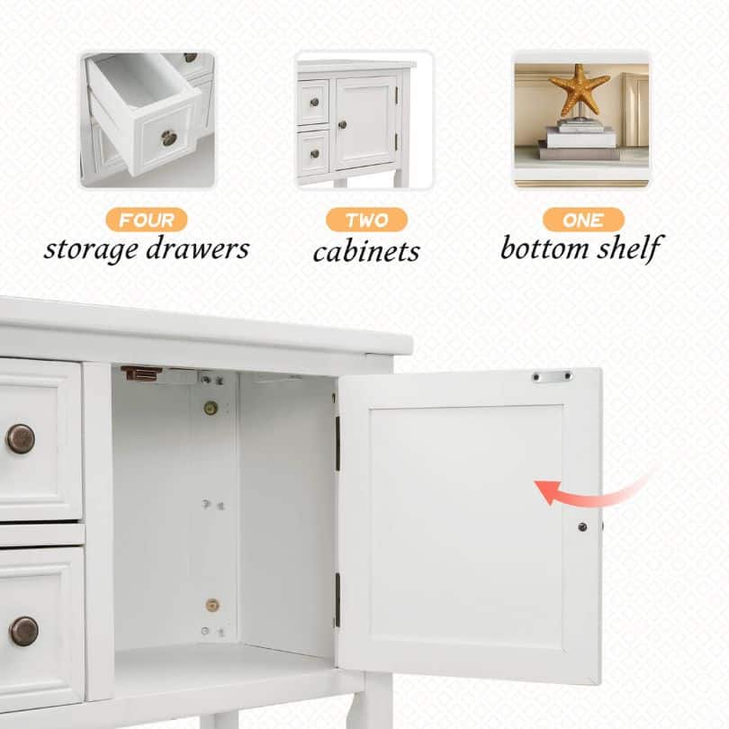 VintageSolidWoodEntrywayBuffetTablewithBottomShelf-White_10.jpg White vintage solid wood entryway