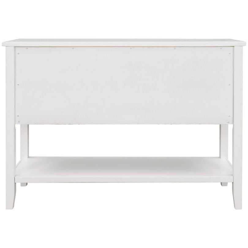 VintageSolidWoodEntrywayBuffetTablewithBottomShelf-White_15.jpg Vintage white solid wood