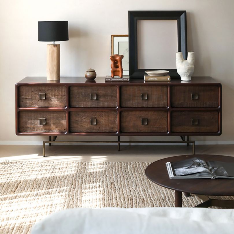 Wooden Multipurpose 8-Drawer Buffet Table