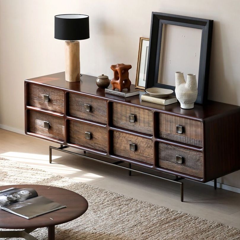 WoodenMultipurpose8-DrawerBuffetTable_6.jpg Modern wooden 8-