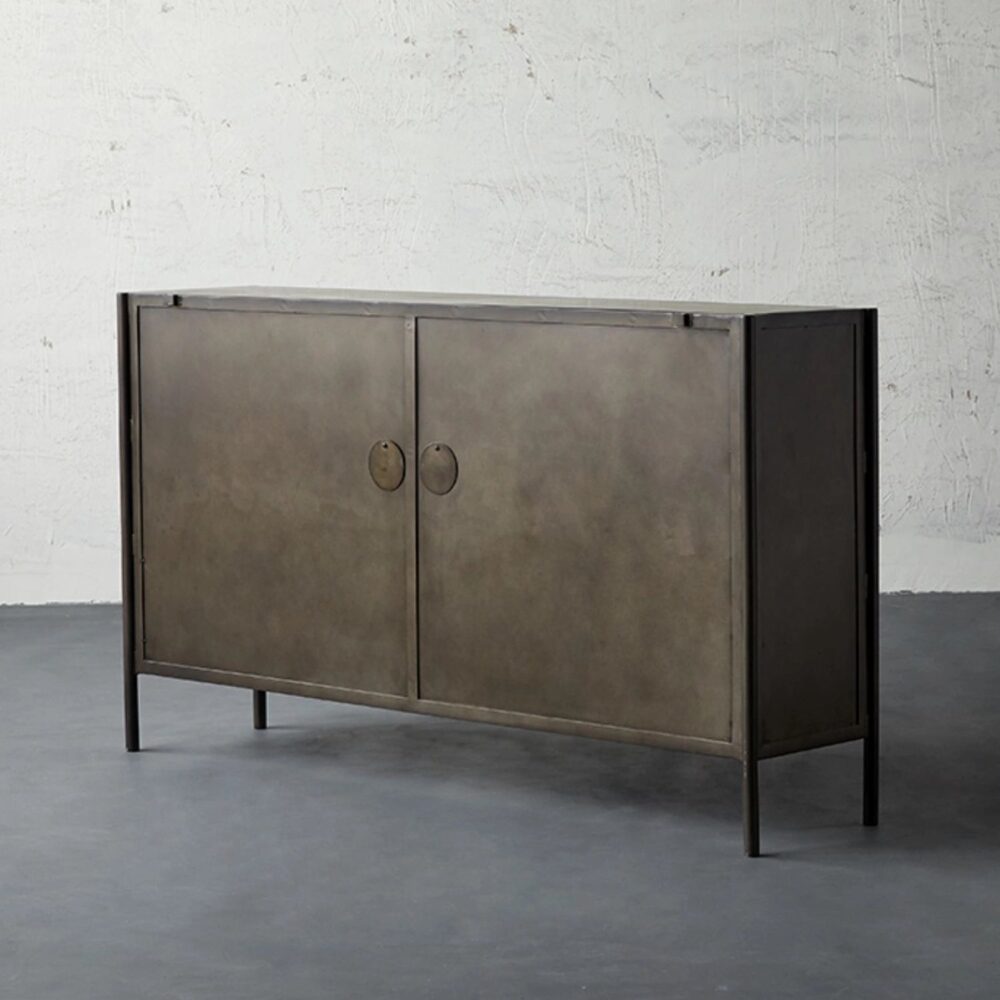 back_view_black_metal_sideboard_solid_panels.jpg Back view of a