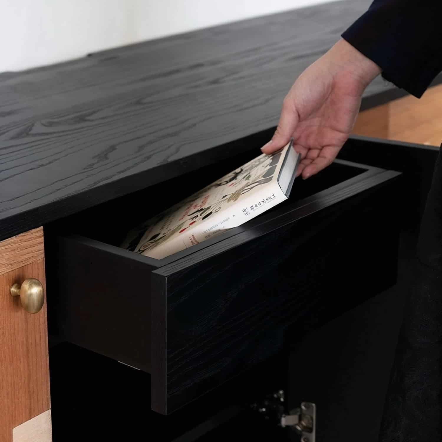 black_ash_drawer_patchwork_sideboard_storage_detail.jpg Black ash frame