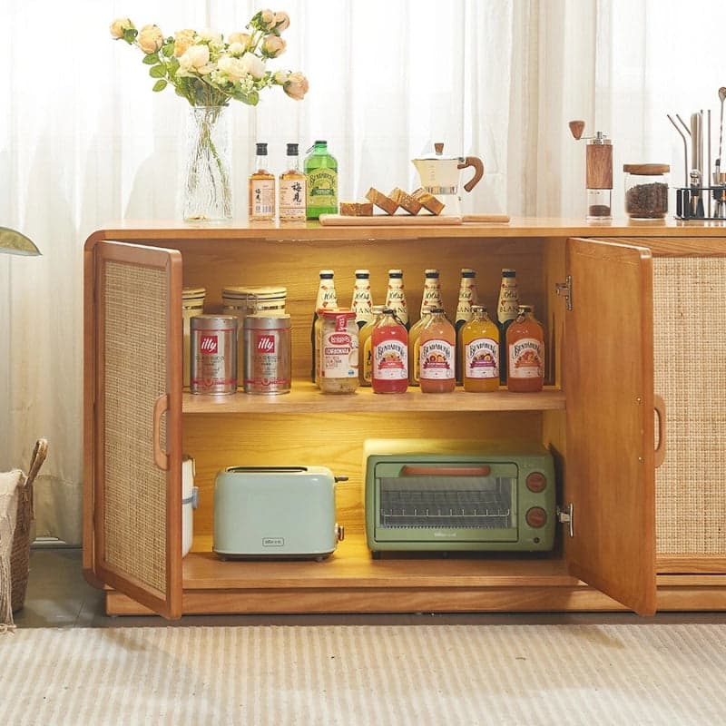 buffet_cabinet_open_storage_drinks_jars_kitchen_appliances.jpg Boho modern ash wood