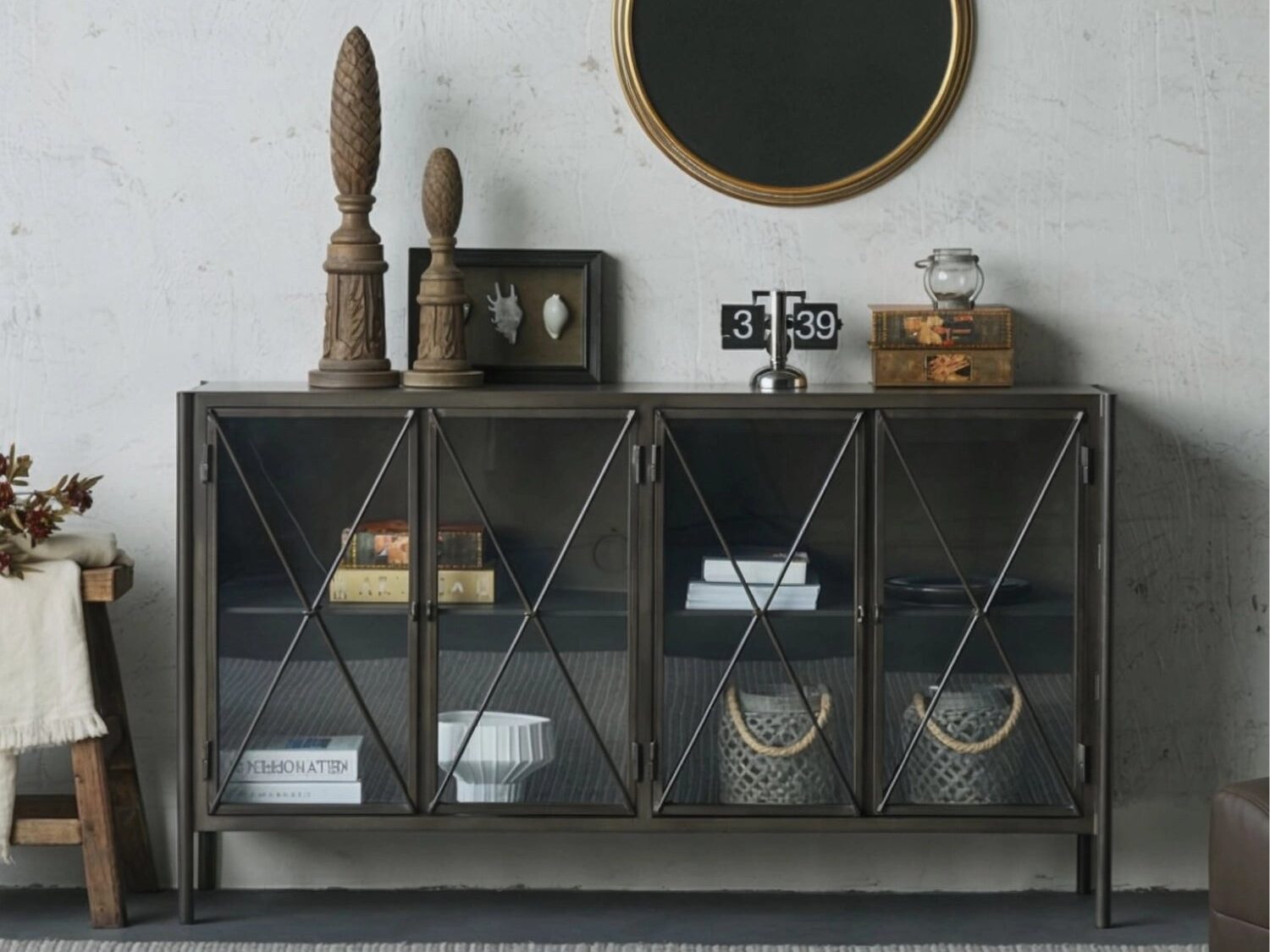 industrial_black_metal_sideboard_glass_doors_living_room.jpg Industrial black metal