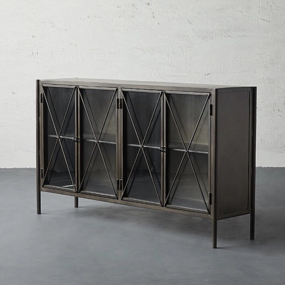 minimalist_black_metal_glass_sideboard.jpg Black metal sideboard with glass