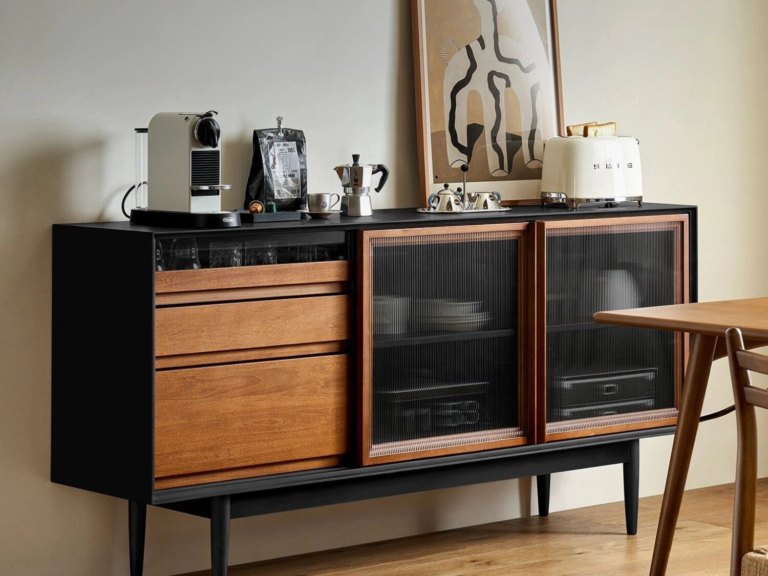 modern_black_wood_sideboard_coffee_machine_toaster.jpg Modern black and