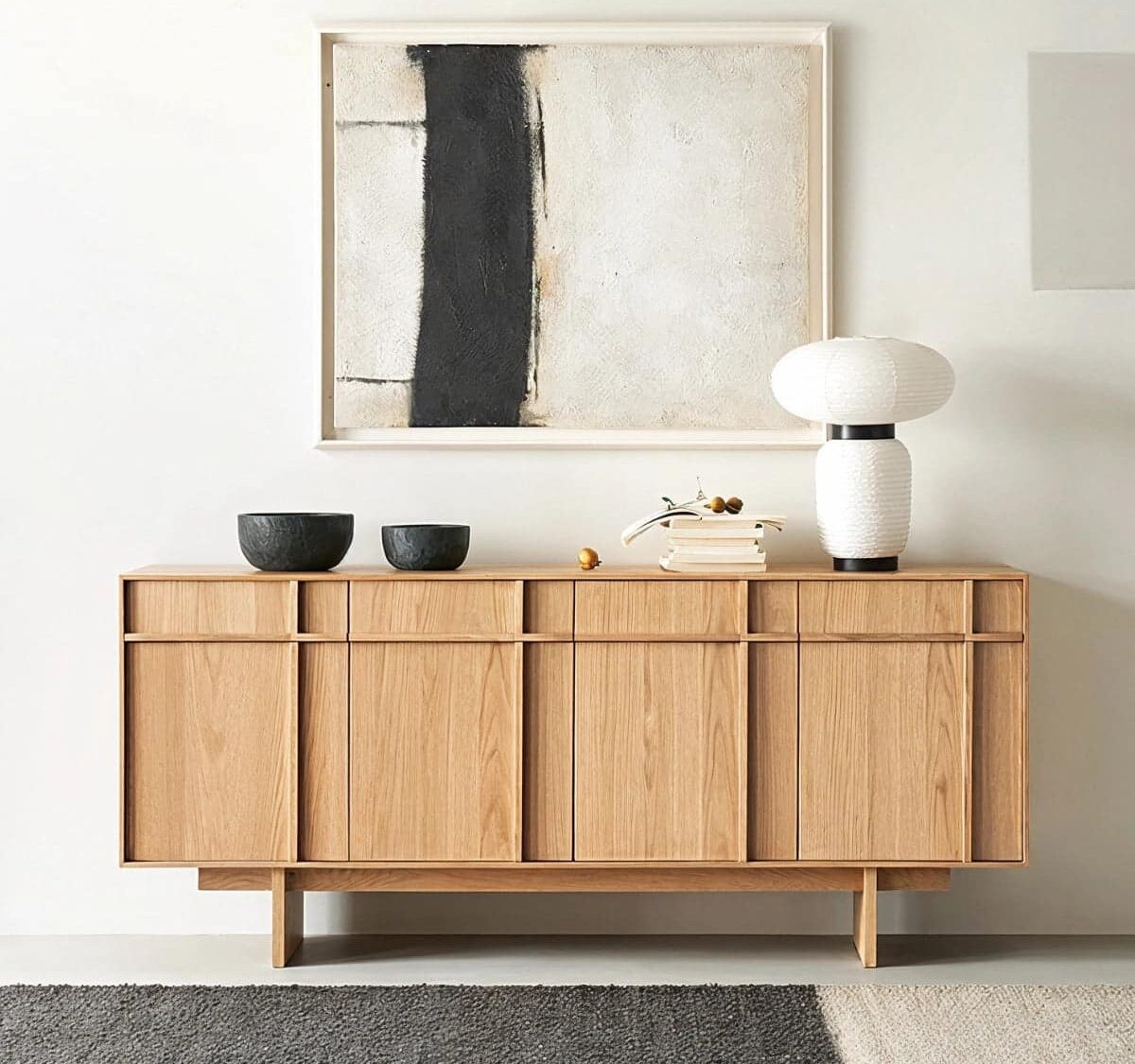 Modern white oak sideboard buffet