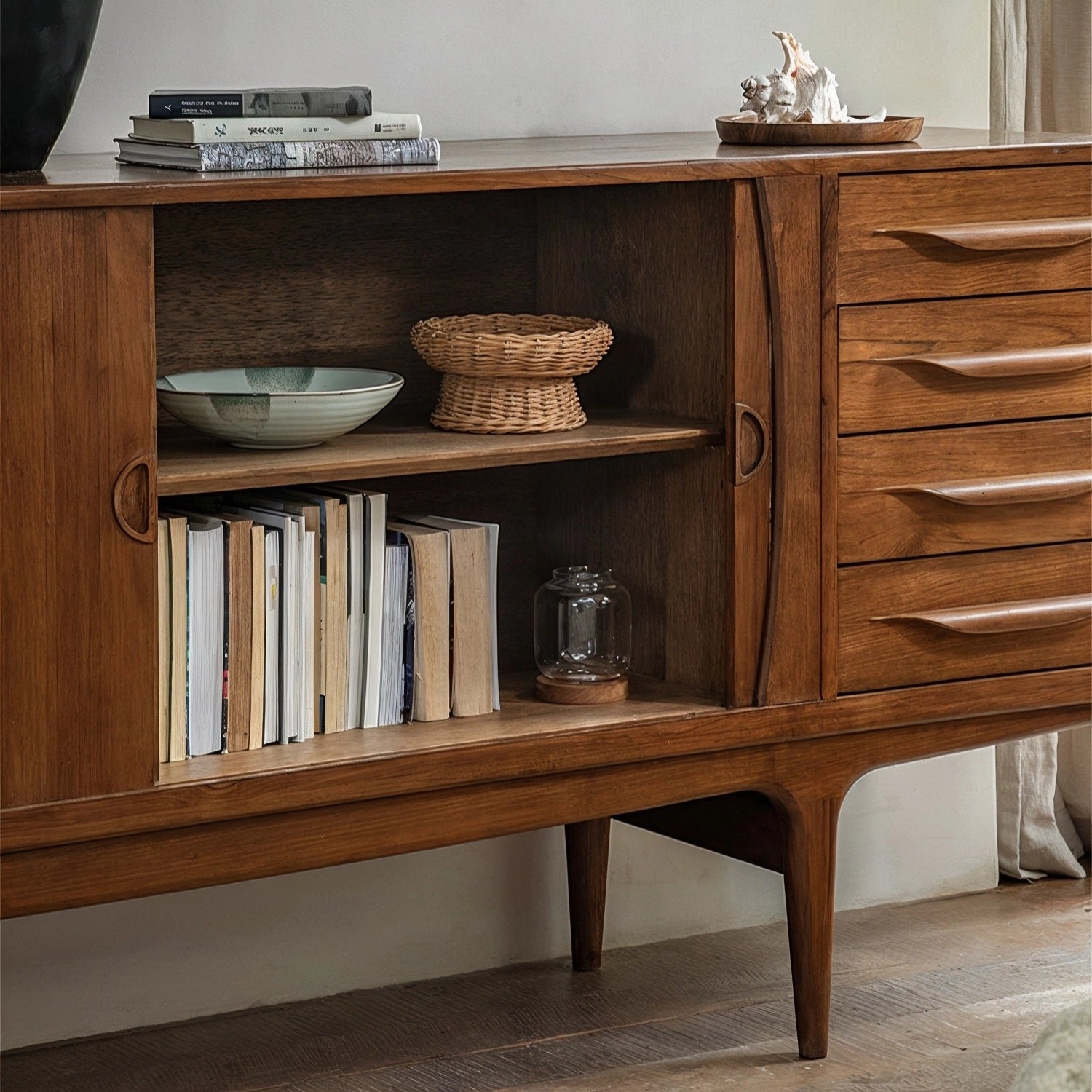 open_tambour_door_teak_sideboard_shelves_books.jpg Mid-century modern teak