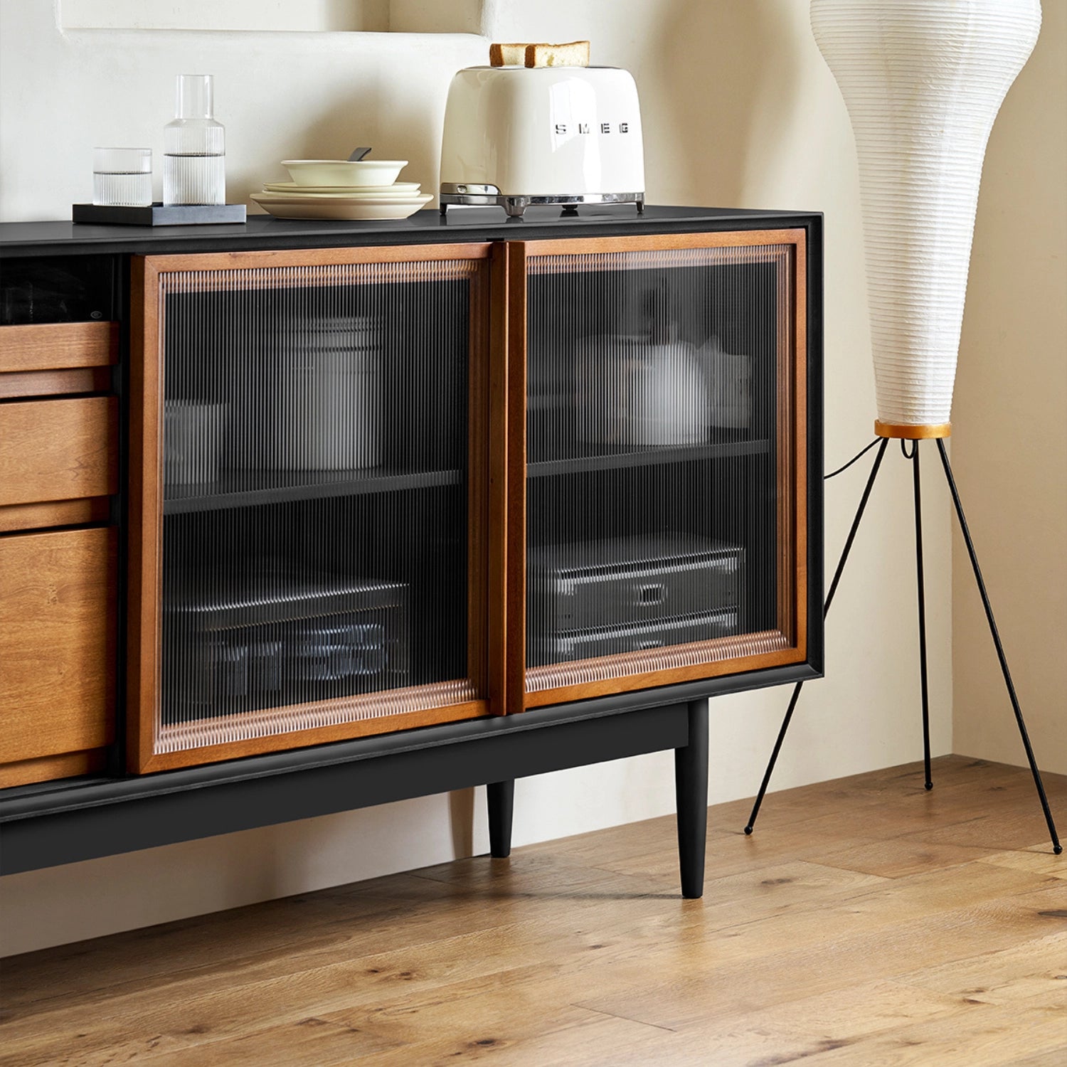 ribbed_glass_sliding_doors_adjustable_shelves_sideboard.jpg Modern black