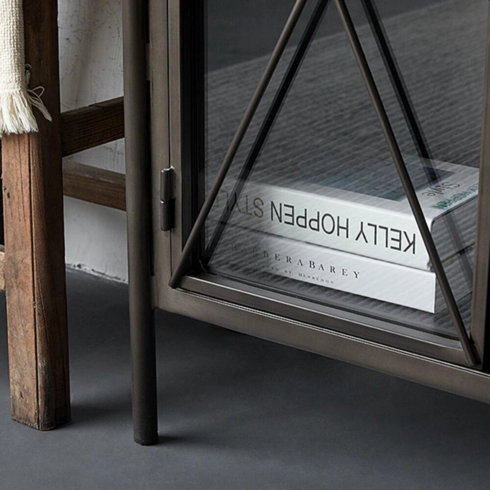 sideboard_cabinet_glass_door_xframe_design.jpg Industrial black metal