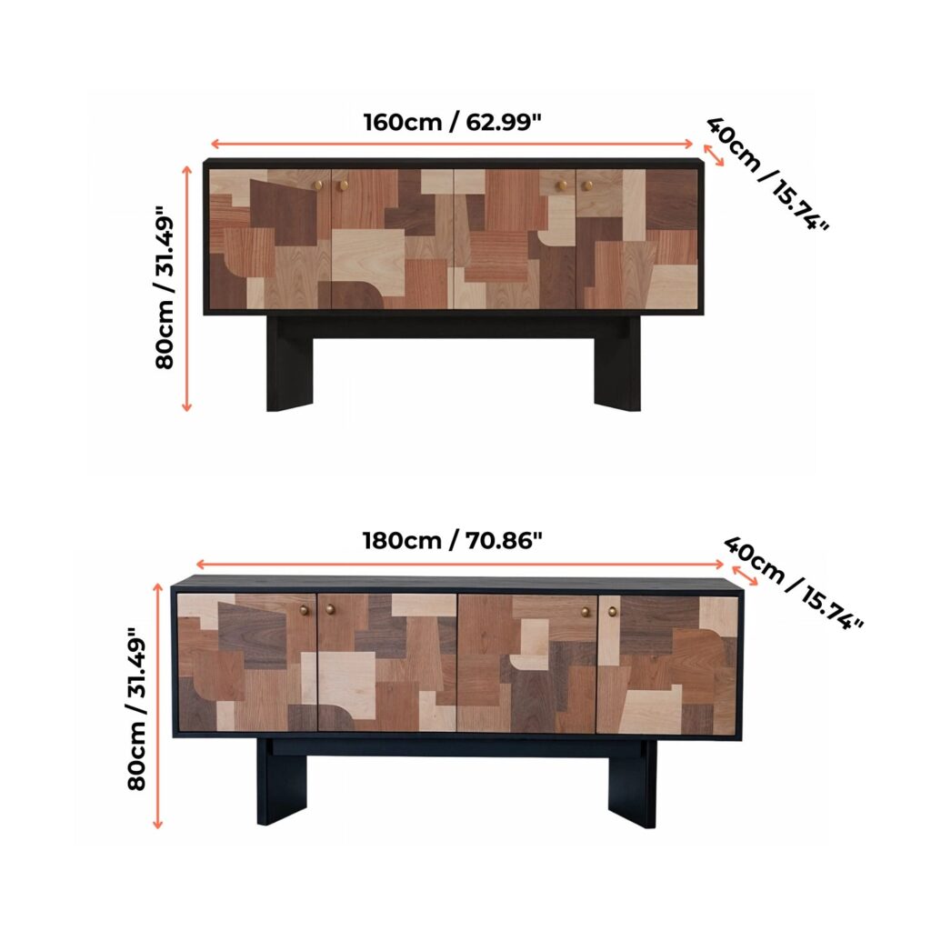 Patchwork wood sideboard with