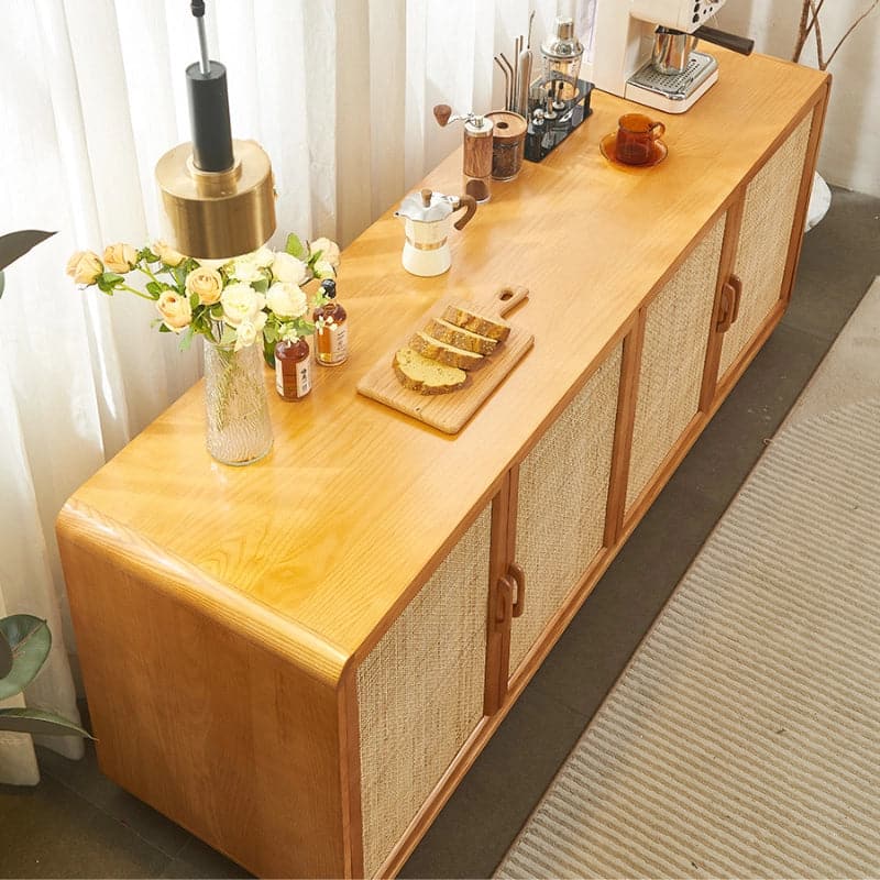 solid_ash_wood_buffet_cabinet_top_surface_bread_drinks.jpg Solid ash