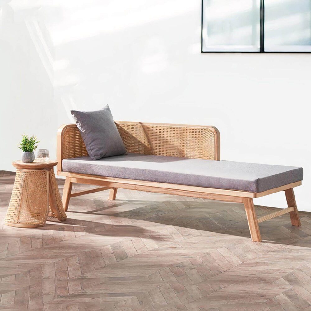 Indie rattan chaise lounge