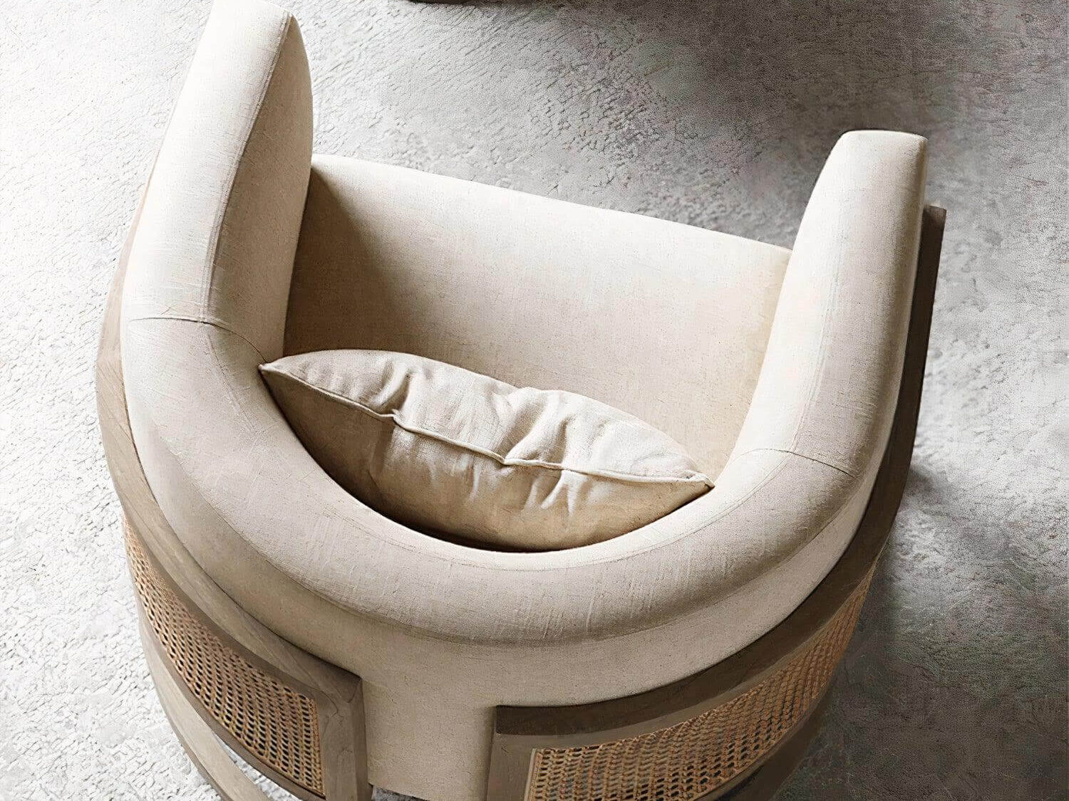 Contemporary rattan armchair with off