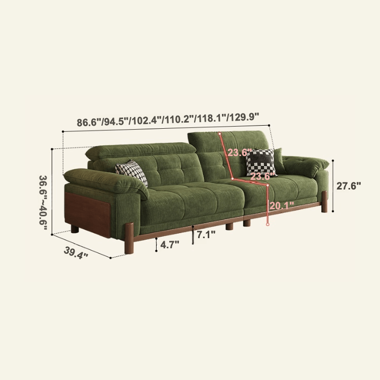 vintage-green-chenille-sofa-with-adjustable-headrest-dimensions-9196.png Vintage green