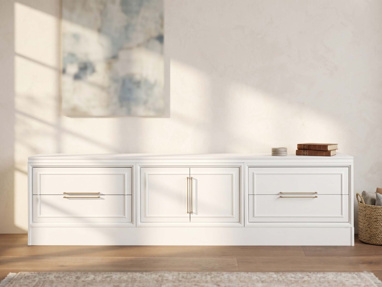 Rowan Modular Wood Door Plinth Media Console