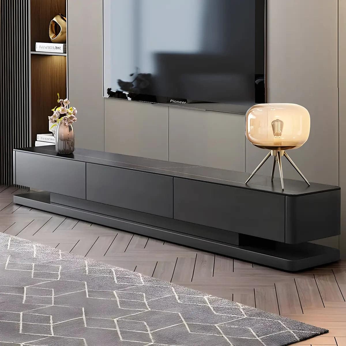 black-stone-rectangle-enclosed-storage-drawers-tv-stand-3 Black Stone Rectangle Enclosed Storage Drawers Tv Stand 3