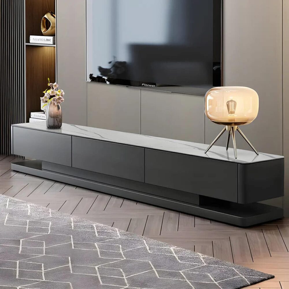 black-stone-rectangle-enclosed-storage-drawers-tv-stand-4 Black Stone Rectangle Enclosed Storage Drawers Tv Stand 4