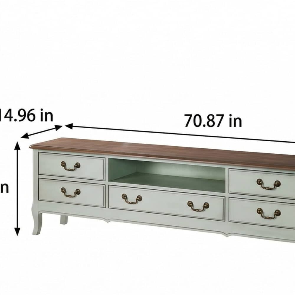 Brown-Green Wood Open Storage Drawers Long TV Stand - dimensions - 相册图 #6 Brown-Green Wood Open Storage Drawers Long TV Stand 相册图 #6 dimensions
