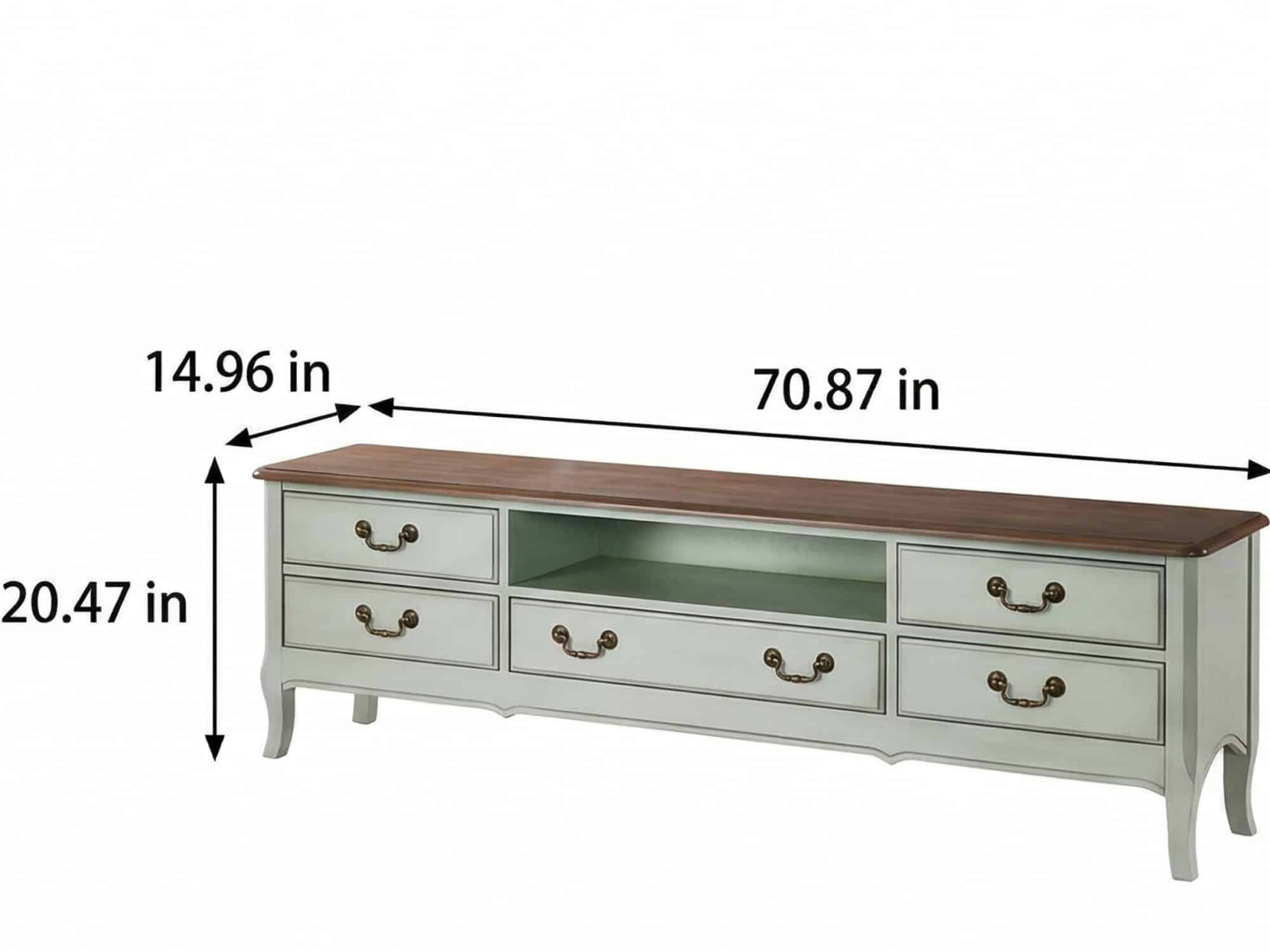 Brown-Green Wood Open Storage Drawers Long TV Stand - dimensions - 相册图 #6 Brown-Green Wood Open Storage Drawers Long TV Stand 相册图 #6 dimensions