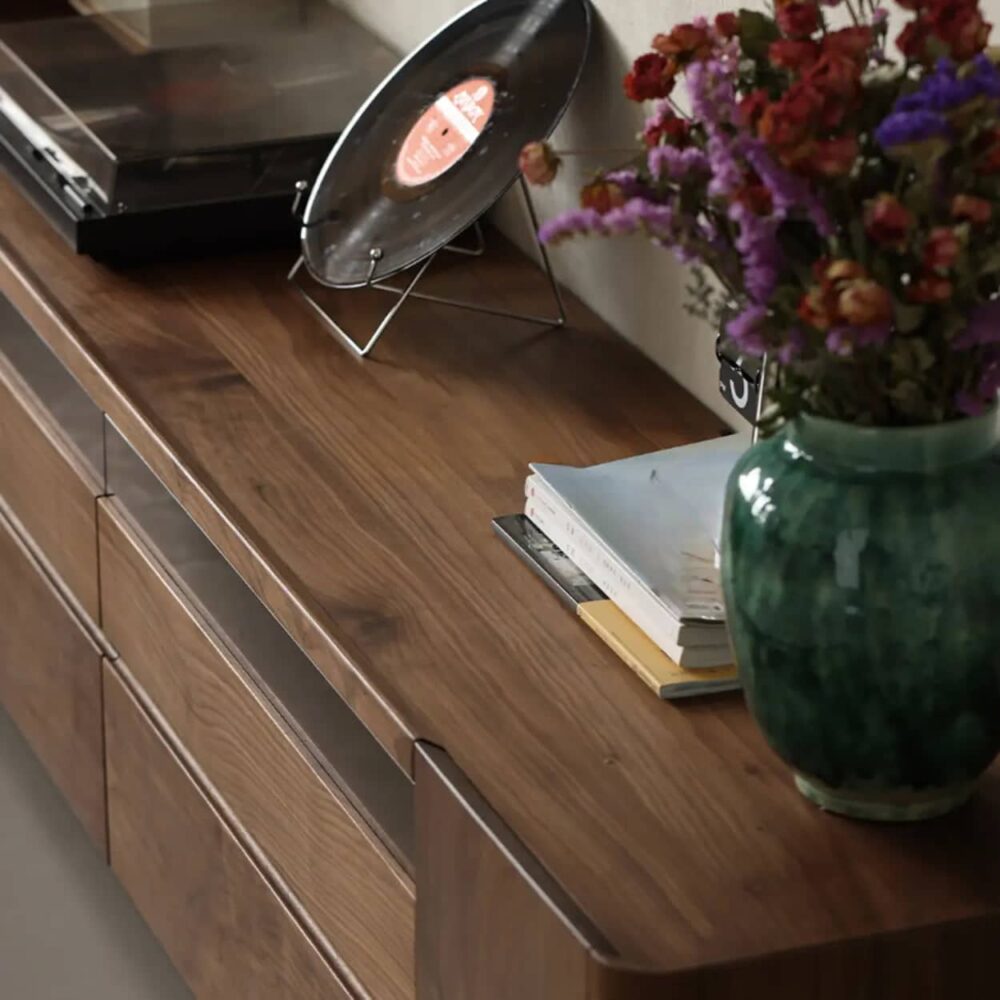 brown-walnut-wood-cabinet-drawers-shelf-long-tv-stand-10 Brown Walnut Wood Cabinet Drawers Shelf Long Tv Stand 10
