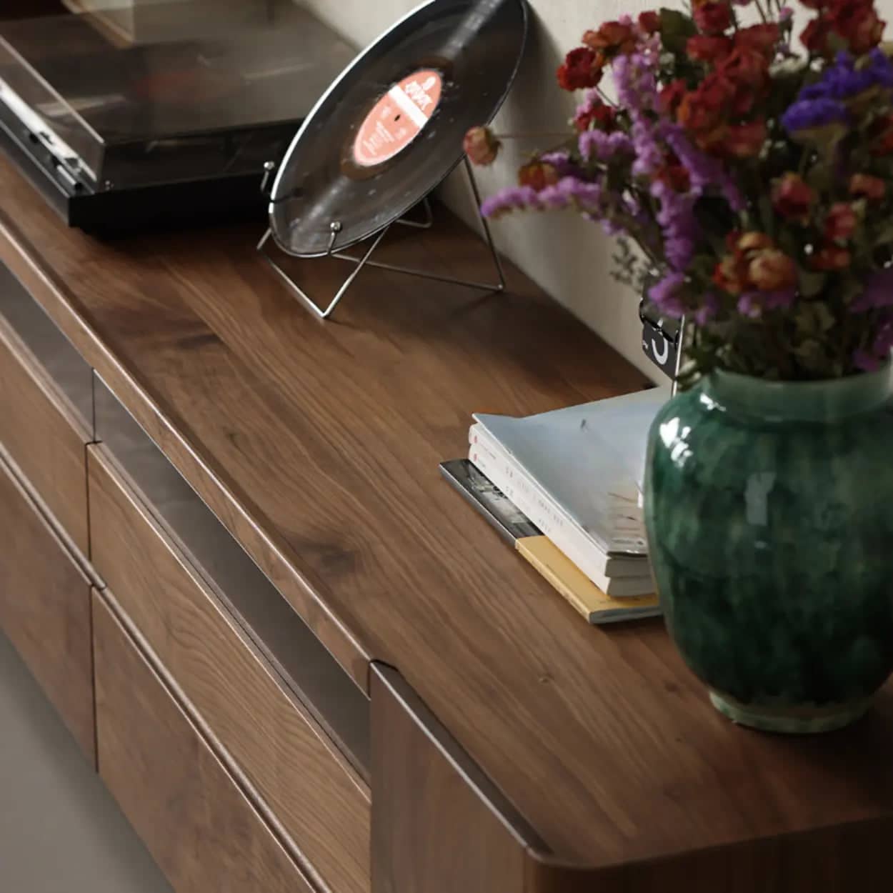 brown-walnut-wood-cabinet-drawers-shelf-long-tv-stand-10 Brown Walnut Wood Cabinet Drawers Shelf Long Tv Stand 10