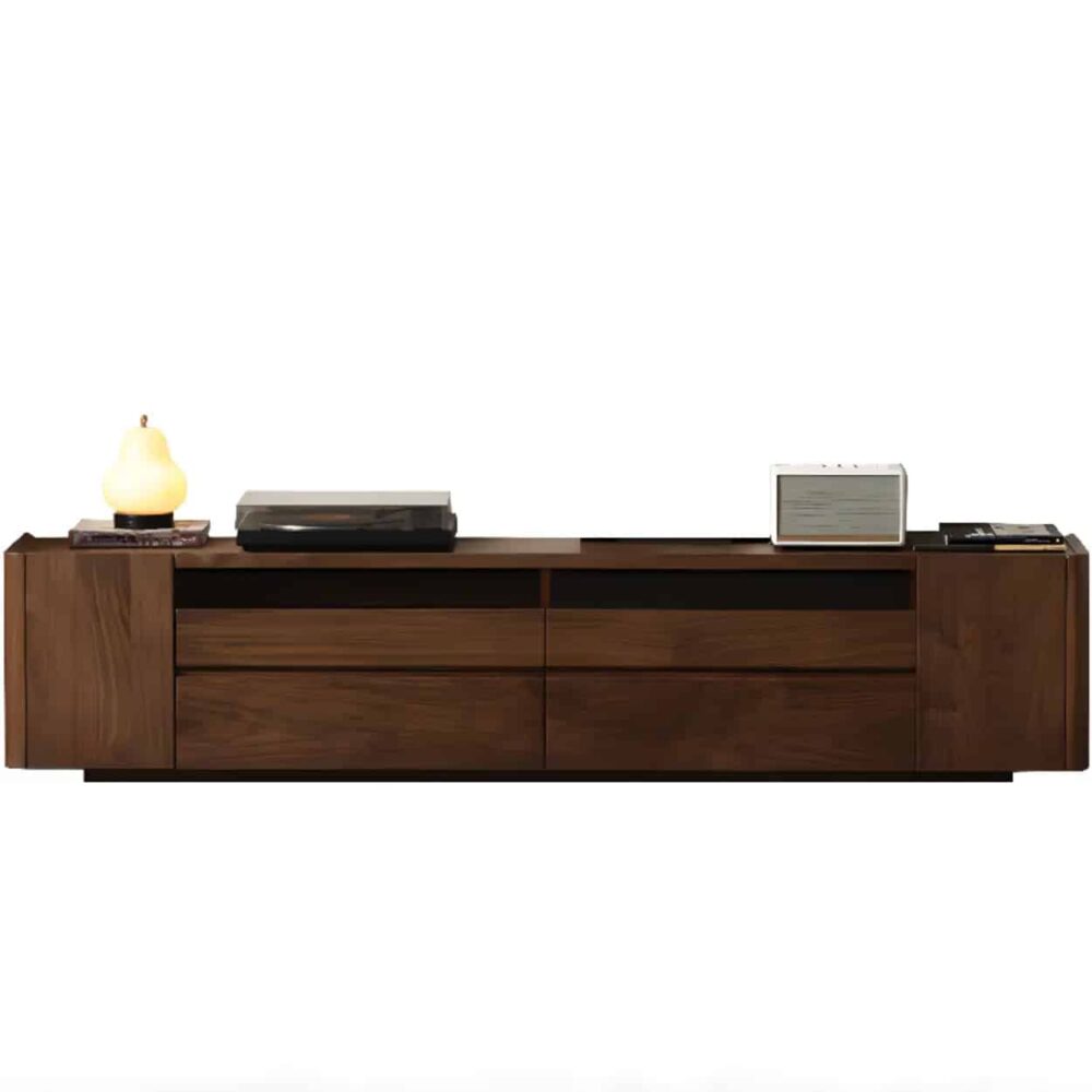 brown-walnut-wood-cabinet-drawers-shelf-long-tv-stand-2 Brown Walnut Wood Cabinet Drawers Shelf Long Tv Stand 2