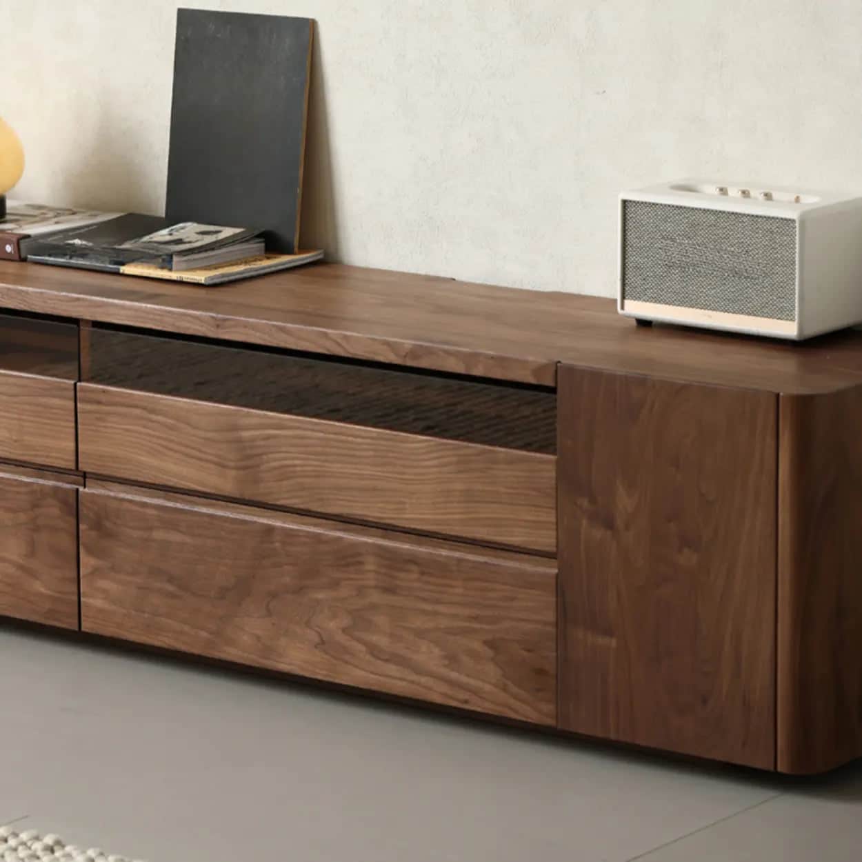 brown-walnut-wood-cabinet-drawers-shelf-long-tv-stand-8 Brown Walnut Wood Cabinet Drawers Shelf Long Tv Stand 8