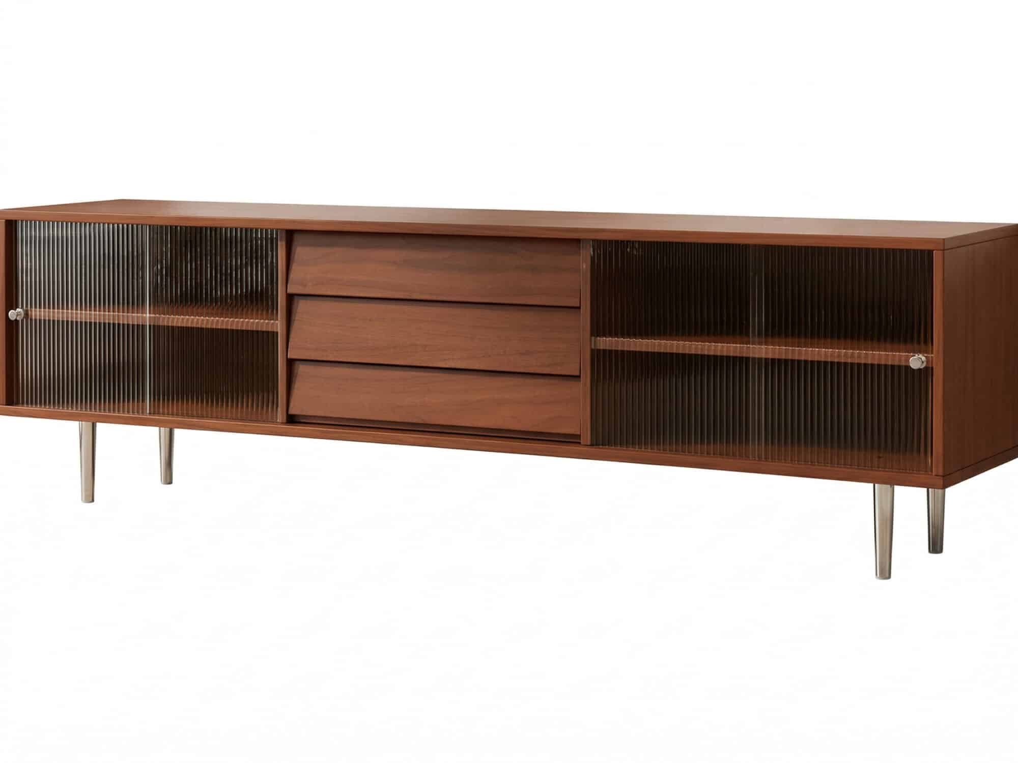 Brown Wood Enclosed Storage TV Stand with Shelves - resized - 相册图 #1 Brown Wood Enclosed Storage TV Stand with Shelves 相册图 #1 resized