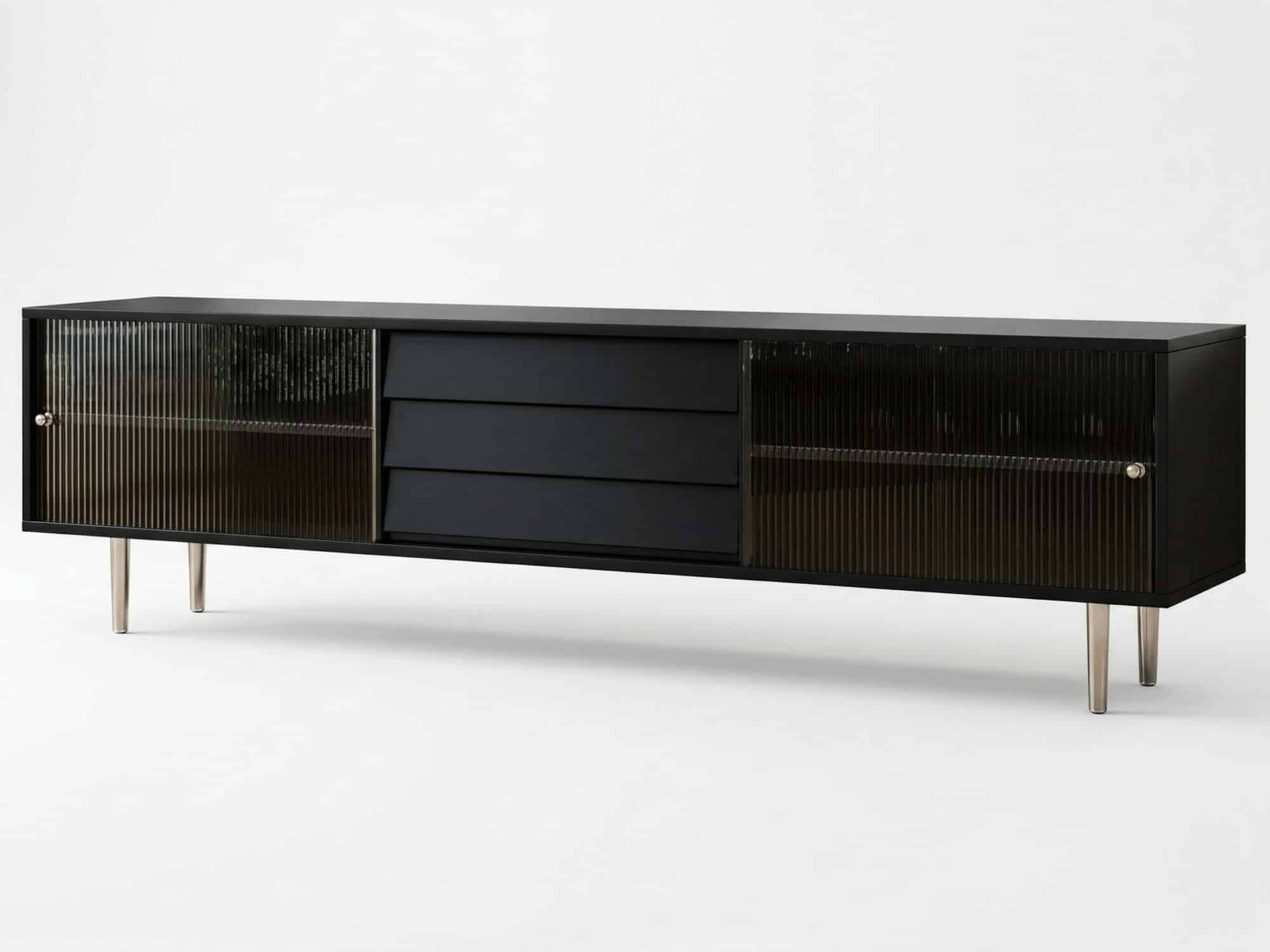 Brown Wood Enclosed Storage TV Stand with Shelves - resized - 相册图 #2 Brown Wood Enclosed Storage TV Stand with Shelves 相册图 #2 resized