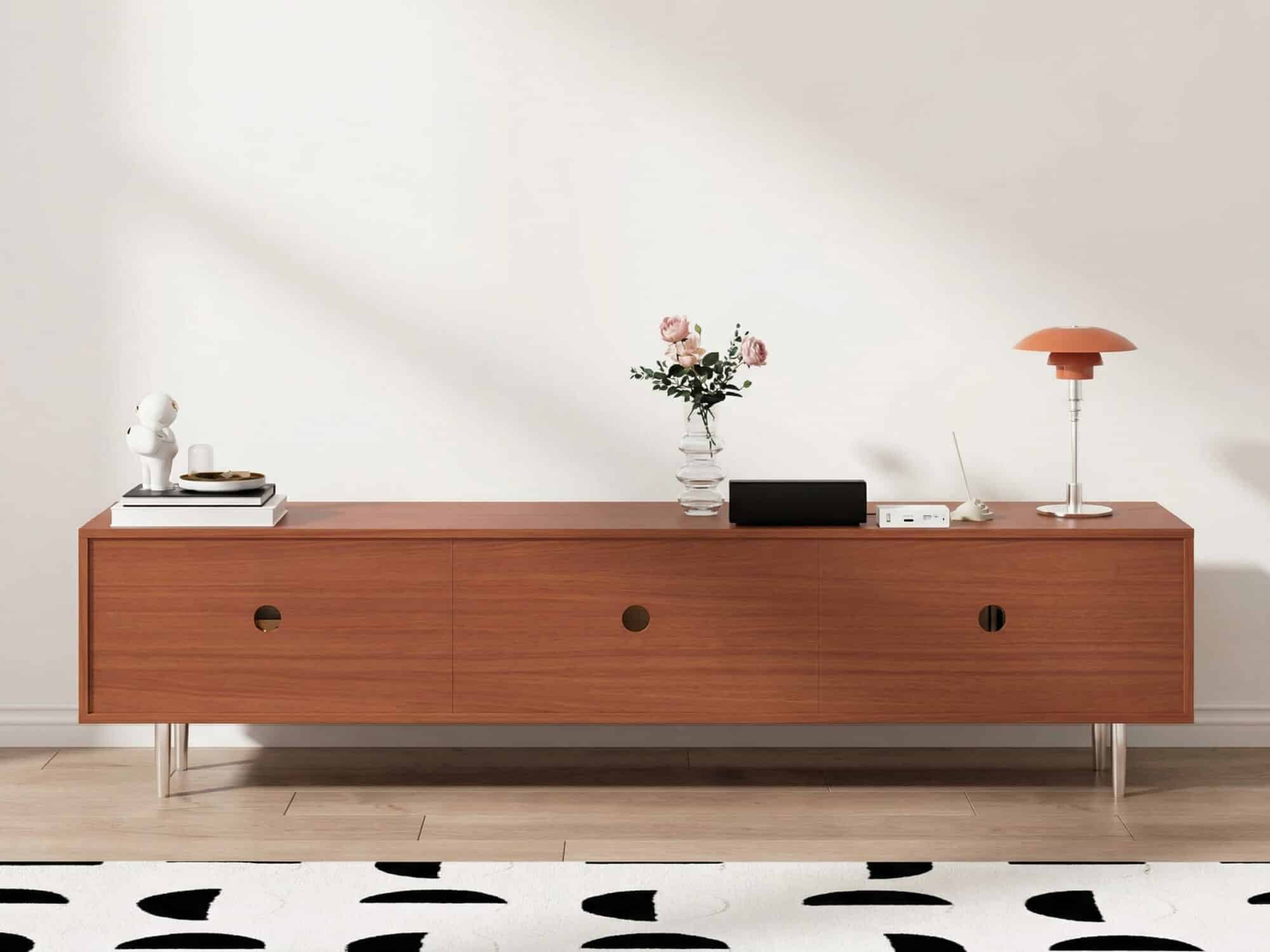 Brown Wood Enclosed Storage TV Stand with Shelves - resized - 相册图 #5 Brown Wood Enclosed Storage TV Stand with Shelves 相册图 #5 resized