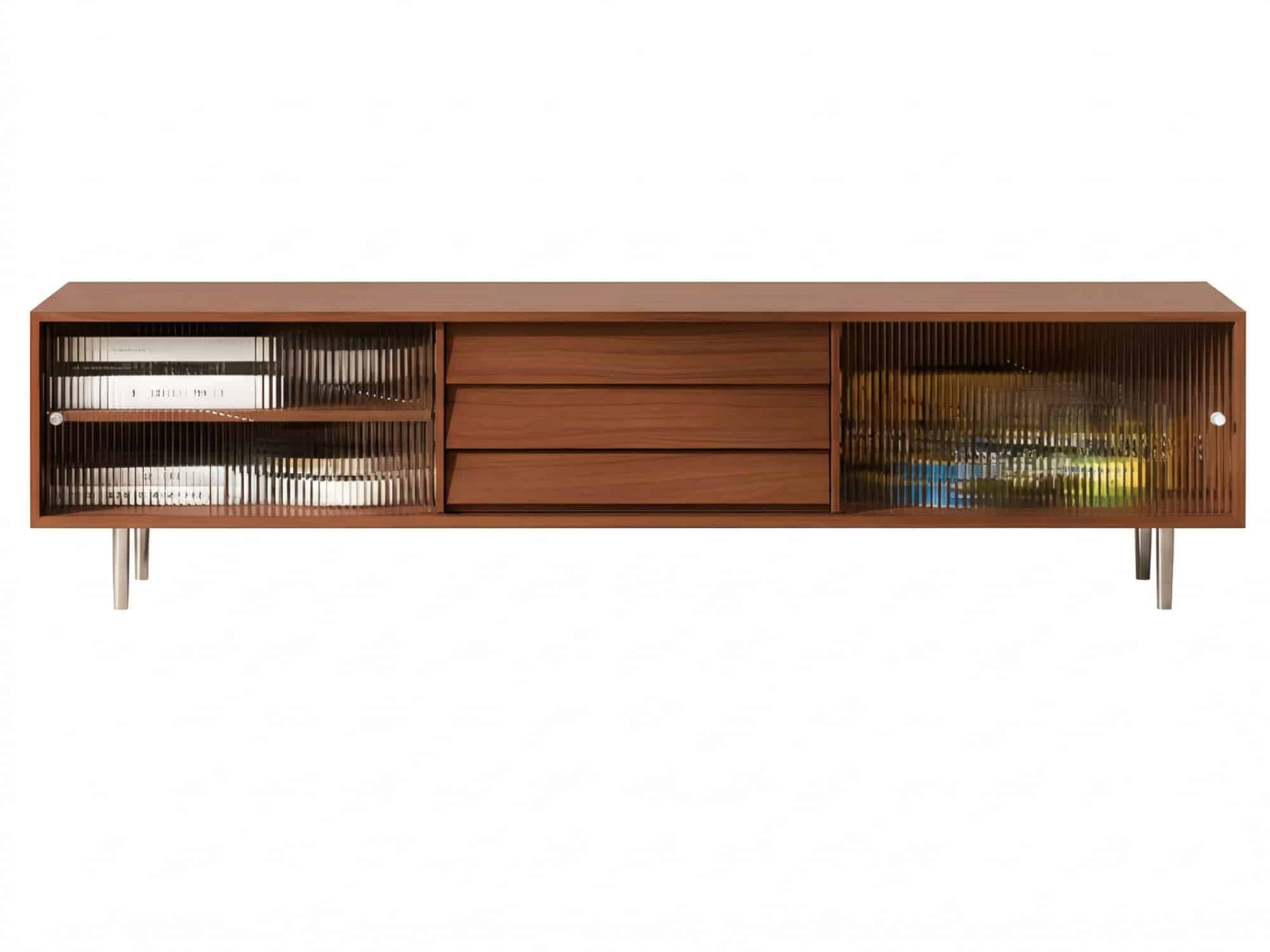 Brown Wood Enclosed Storage TV Stand with Shelves - resized - 相册图 #6 Brown Wood Enclosed Storage TV Stand with Shelves 相册图 #6 resized