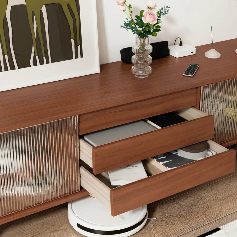 Brown Wood Enclosed Storage TV Stand with Shelves - resized - 相册图 #7 Brown Wood Enclosed Storage TV Stand with Shelves 相册图 #7 resized