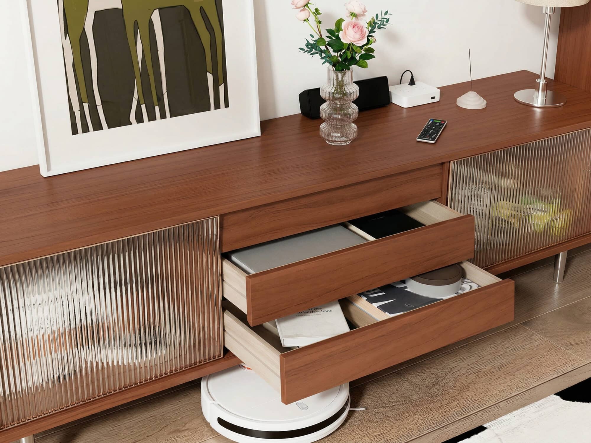 Brown Wood Enclosed Storage TV Stand with Shelves - resized - 相册图 #7 Brown Wood Enclosed Storage TV Stand with Shelves 相册图 #7 resized