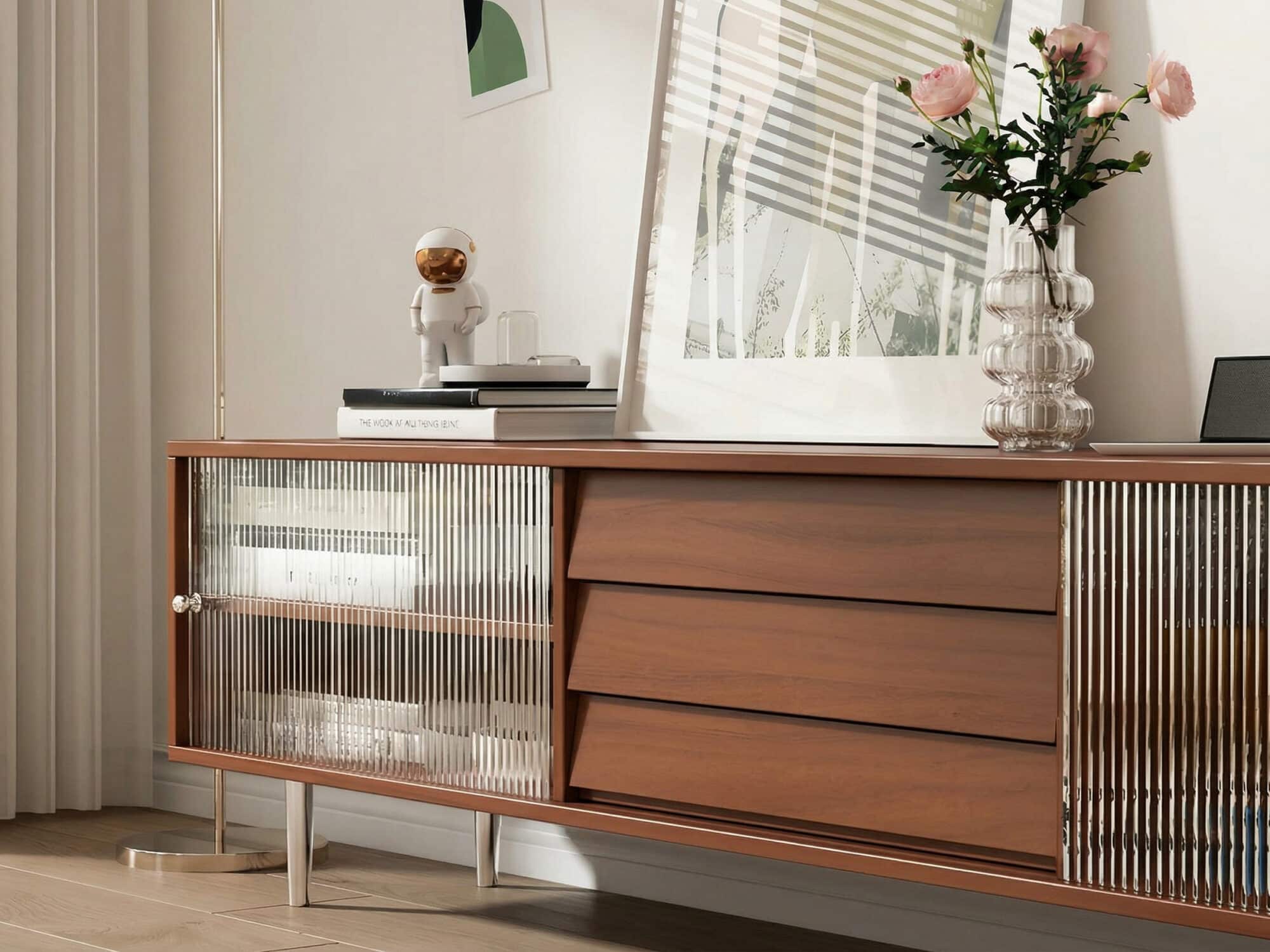 Brown Wood Enclosed Storage TV Stand with Shelves - resized - 相册图 #8 Brown Wood Enclosed Storage TV Stand with Shelves 相册图 #8 resized