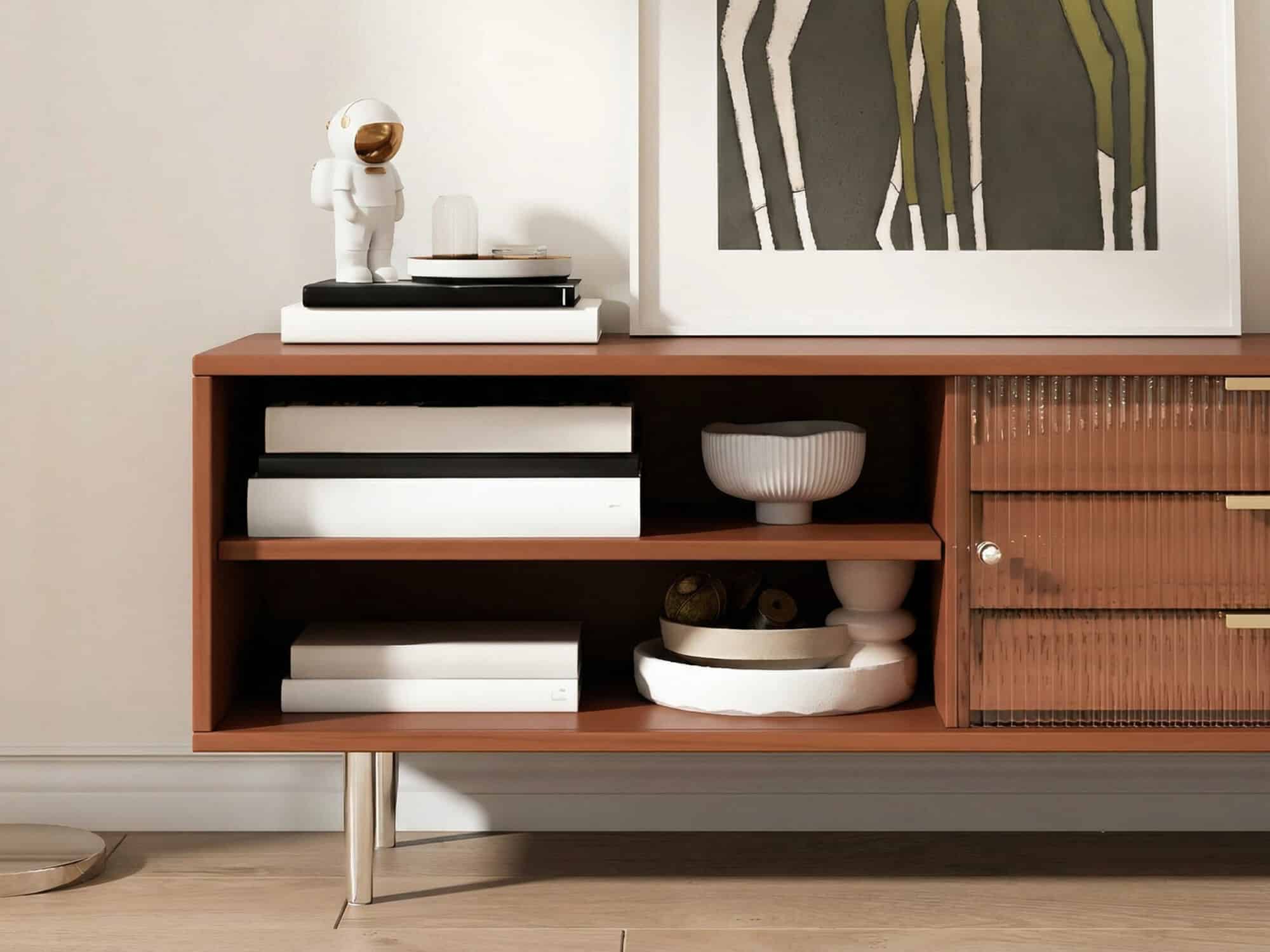 Brown Wood Enclosed Storage TV Stand with Shelves - resized - 相册图 #9 Brown Wood Enclosed Storage TV Stand with Shelves 相册图 #9 resized