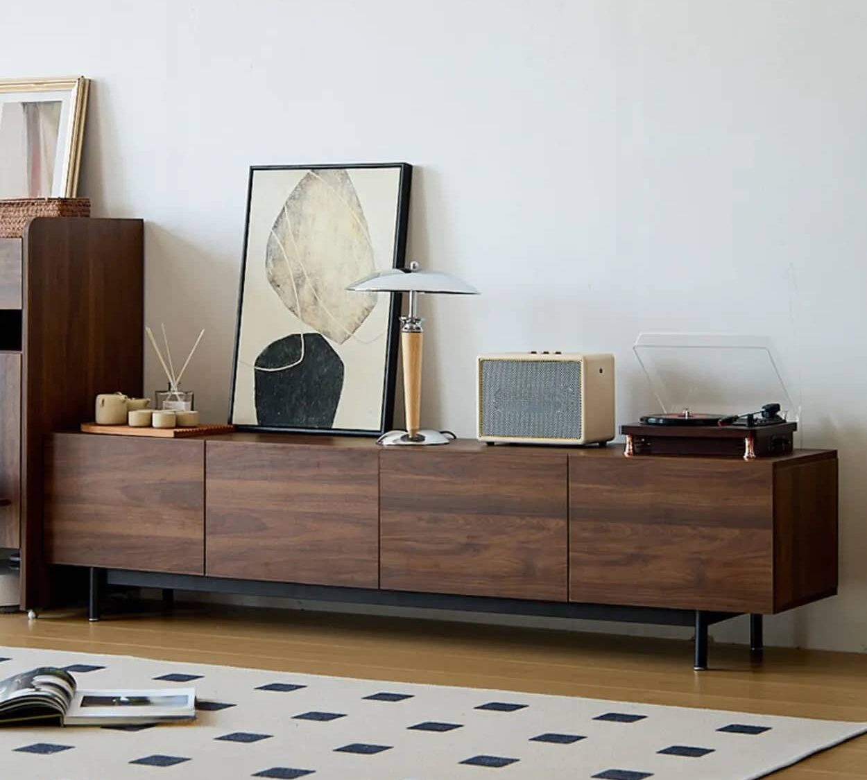 Dark Walnut Wood Cabinet Door Long Rectangle Tv Stand 1 8530d544 F7bc 414c B8bd 7835e9b540d0