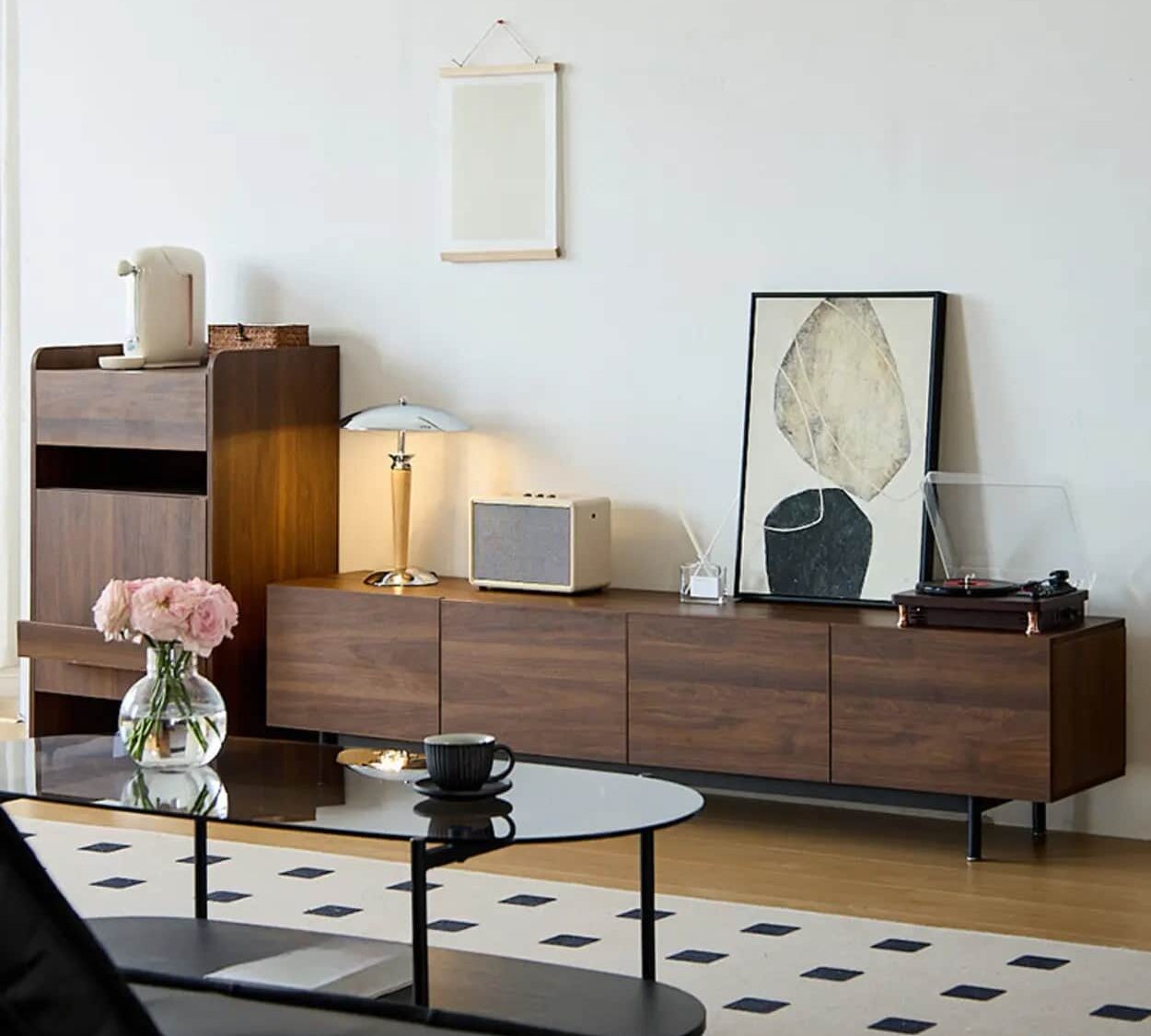 Dark Walnut Wood Cabinet Door Long Rectangle Tv Stand 2 90f90af7 C959 4951 Ad15 B2d61f26b095