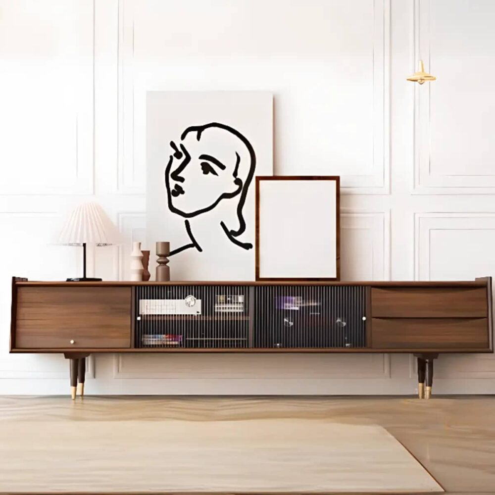 dark-walnut-wood-drawers-shelves-cabinets-tv-stand-1 Dark Walnut Wood Drawers Shelves Cabinets Tv Stand 1