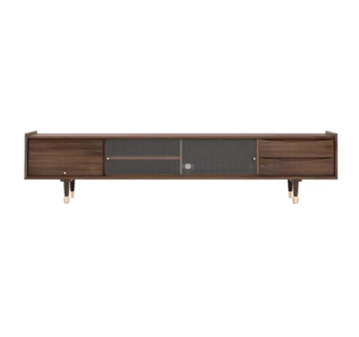 Dark Walnut Wood Drawers Shelves Cabinets Tv Stand 2