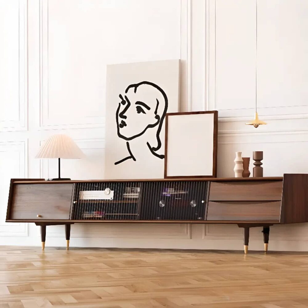 dark-walnut-wood-drawers-shelves-cabinets-tv-stand-4 Dark Walnut Wood Drawers Shelves Cabinets Tv Stand 4