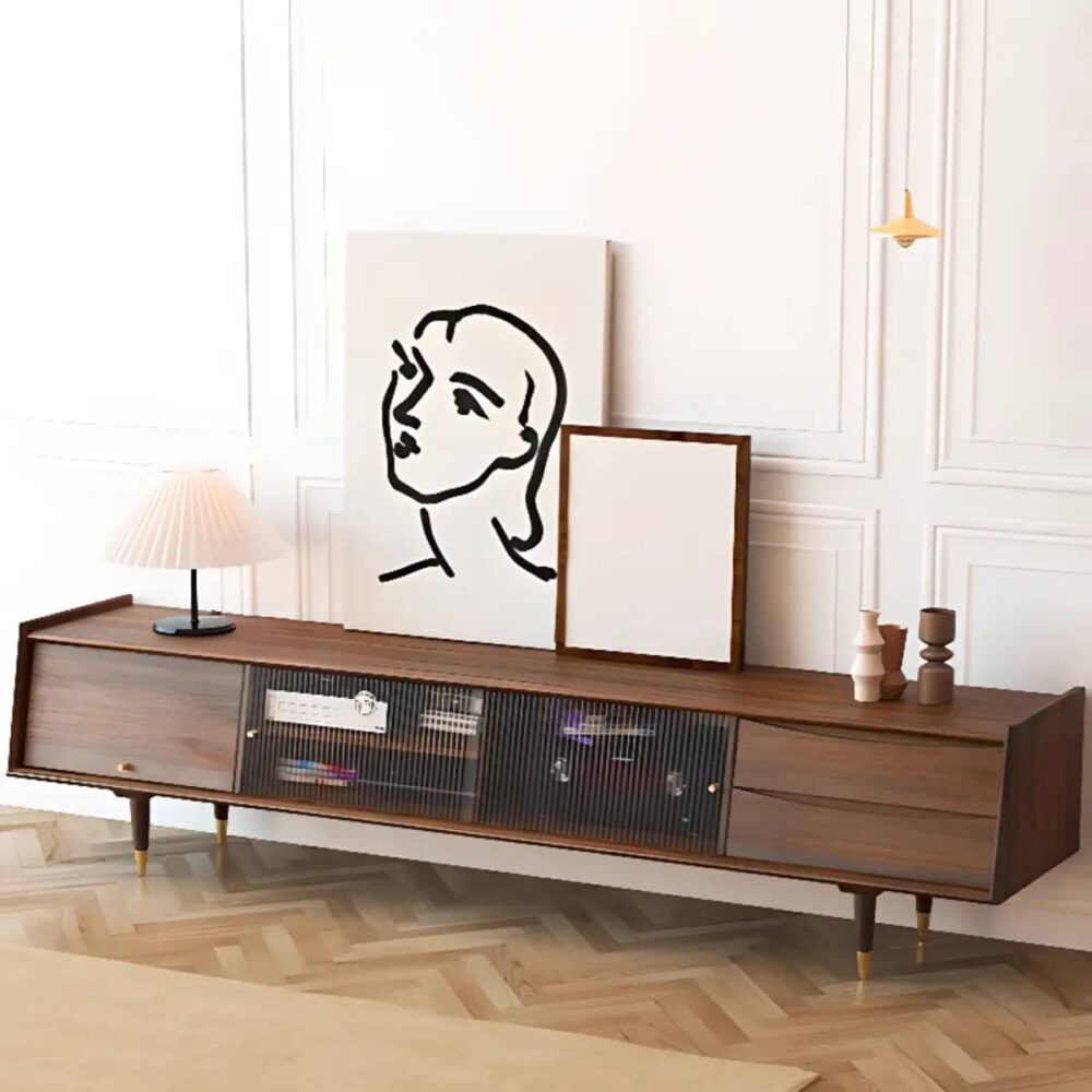 dark-walnut-wood-drawers-shelves-cabinets-tv-stand-5 Dark Walnut Wood Drawers Shelves Cabinets Tv Stand 5